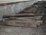 Liegengebliebene Eisenbahnschwellen